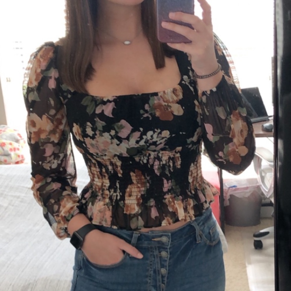 Amaryllis Black Floral Blouse